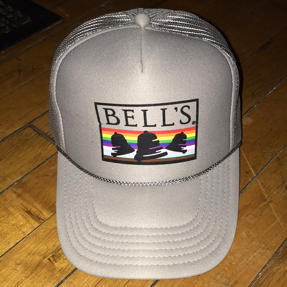 OTTO Gray Trucker Hat with Rainbow Bell’s Brewing Logo‎